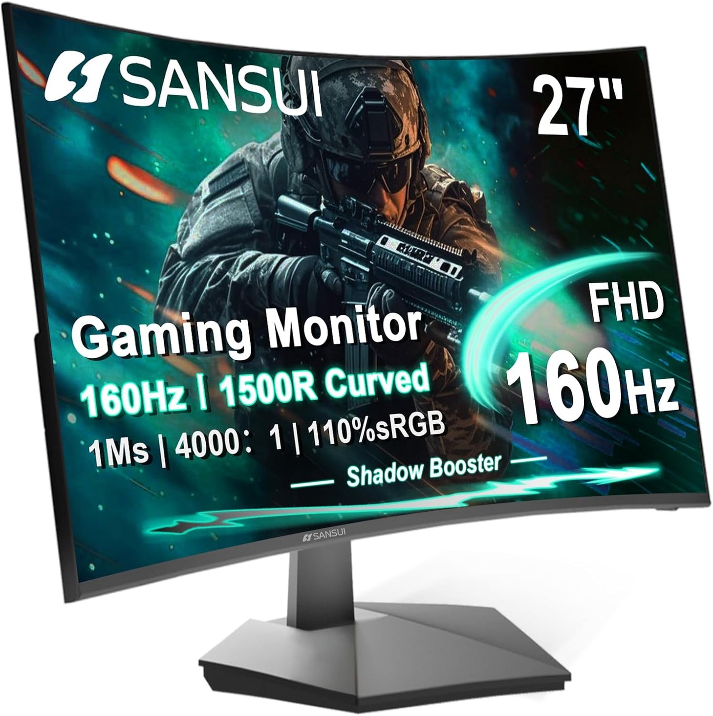 SANSUI 27” Curved 160Hz Gaming Monitor – FHD 1080p