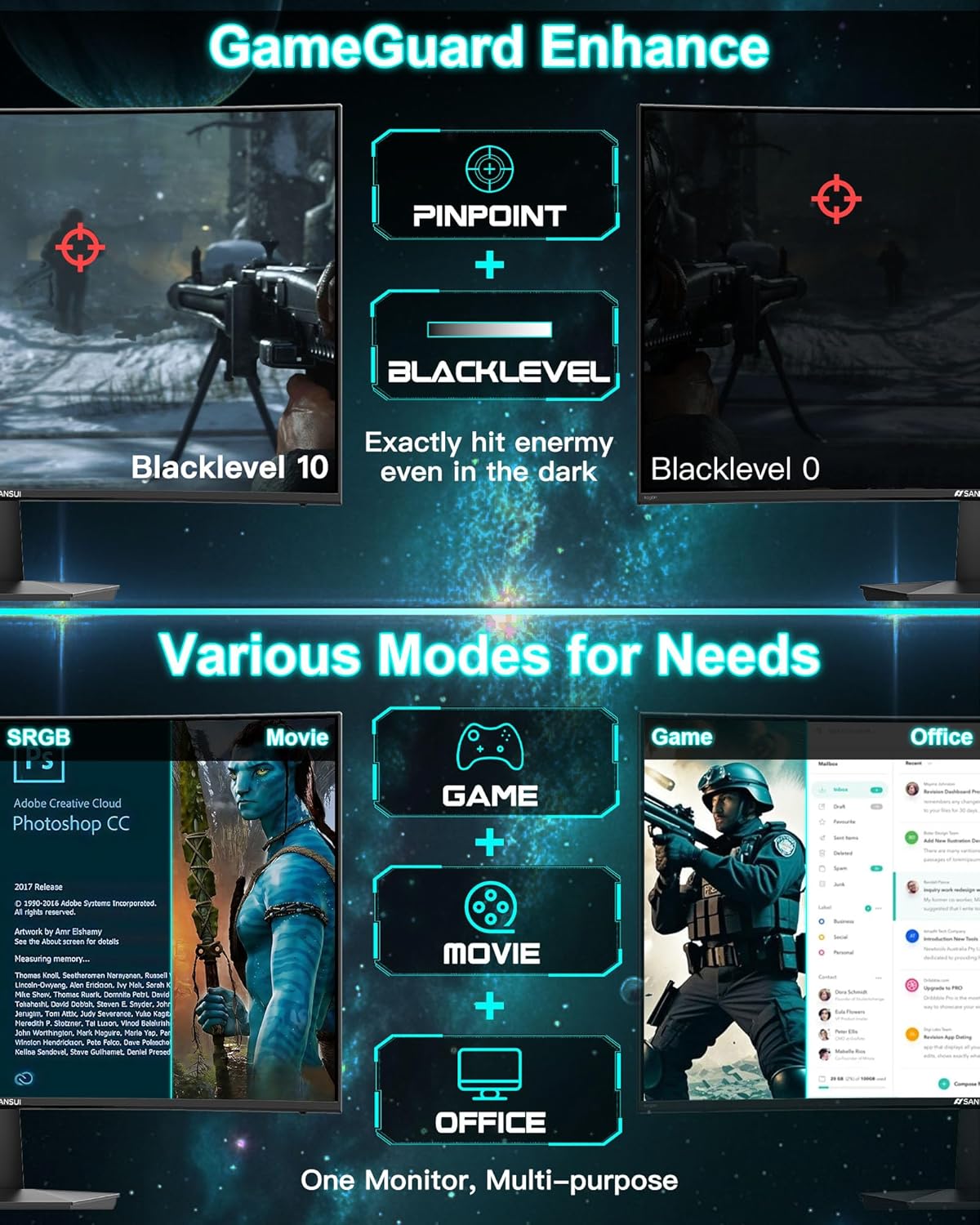 SANSUI 27” Curved 160Hz Gaming Monitor – FHD 1080p